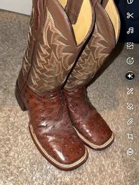 Men's Brown Ostrich Leather Western Cowboy Boots